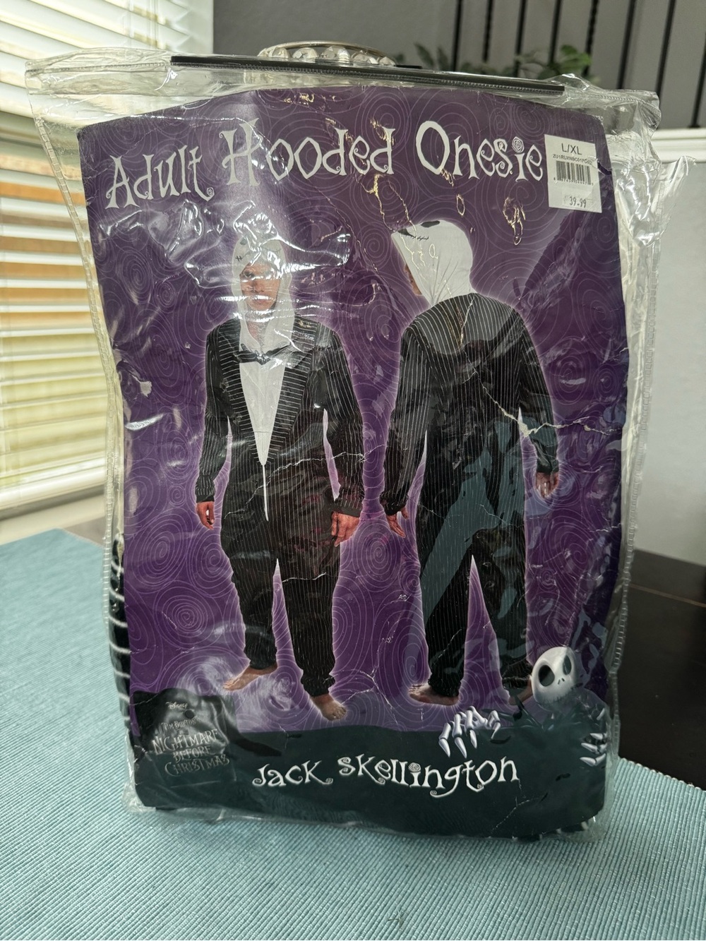 Disney Jack Skellington Black Hooded Onesie Costume Adult large